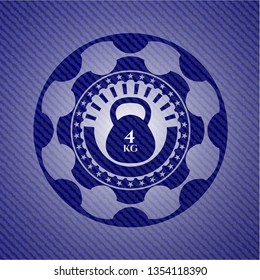4kg kettlebell icon inside emblem with denim high quality background