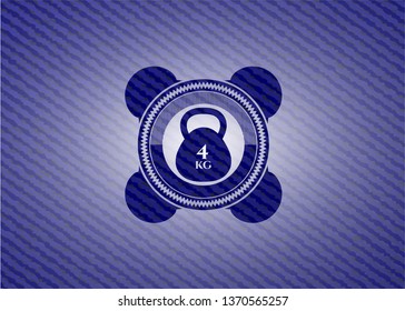 4kg kettlebell icon inside emblem with denim high quality background