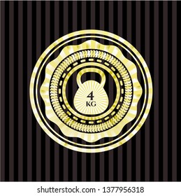 4kg kettlebell icon inside gold badge or emblem