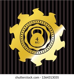 4kg kettlebell icon inside golden emblem or badge
