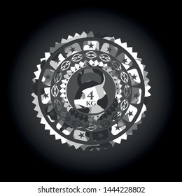 4kg kettlebell icon inside grey camo emblem