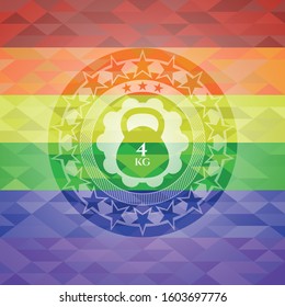 4kg kettlebell icon inside lgbt colors emblem 