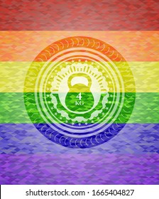 4kg kettlebell icon inside lgbt colors emblem 
