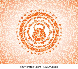 4kg kettlebell icon inside orange mosaic emblem with background