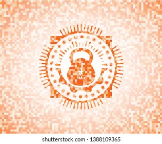 4kg kettlebell icon inside orange mosaic emblem