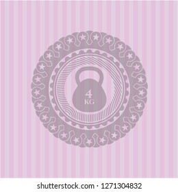 4kg kettlebell icon inside pink emblem
