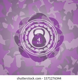 4kg kettlebell icon inside pink and purple camo emblem