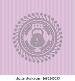 4kg kettlebell icon inside pink emblem. Retro