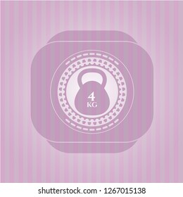 4kg kettlebell icon inside realistic pink emblem