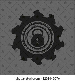 4kg kettlebell icon inside realistic dark emblem