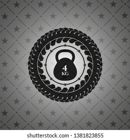 4kg kettlebell icon inside realistic dark emblem