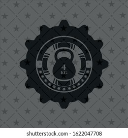 4kg kettlebell icon inside realistic dark emblem