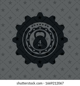 4kg kettlebell icon inside realistic black emblem