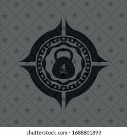 Icono de timbre de 4 kg dentro de emblema negro realista