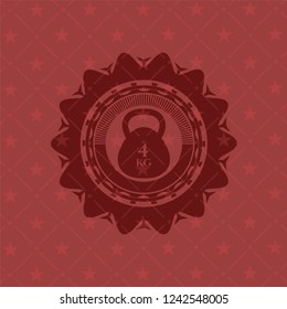 4kg kettlebell icon inside red emblem. Retro