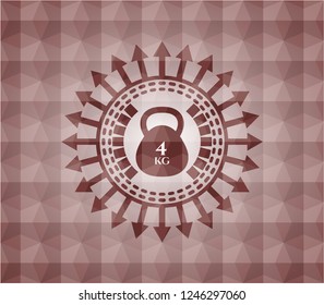 4kg kettlebell icon inside red seamless geometric badge.