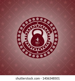4kg kettlebell icon inside red emblem. Vintage.