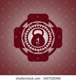 4kg kettlebell icon inside red emblem. Retro