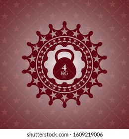 4kg kettlebell icon inside red emblem. Retro