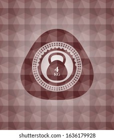 4kg kettlebell icon inside red seamless geometric emblem.