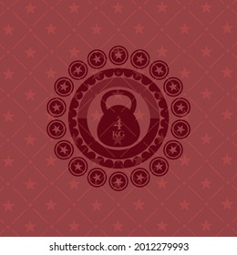 4kg kettlebell icon inside red emblem. Vintage.. 