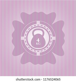 4kg kettlebell icon inside retro style pink emblem