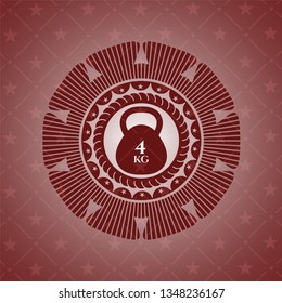 4kg kettlebell icon inside retro red emblem