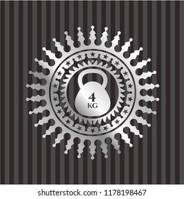 4kg kettlebell icon inside silver emblem