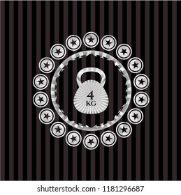 4kg kettlebell icon inside silver badge or emblem