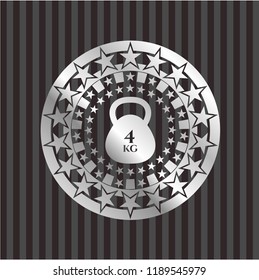 4kg kettlebell icon inside silver shiny emblem