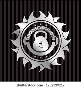 4kg kettlebell icon inside silver shiny emblem