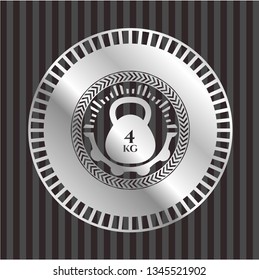 4kg kettlebell icon inside silver shiny emblem