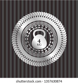 4kg kettlebell icon inside silver emblem