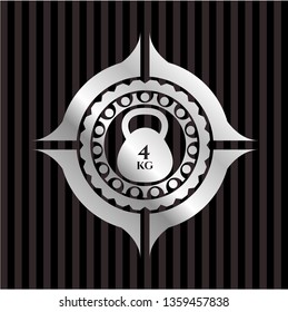 4kg kettlebell icon inside silver emblem or badge