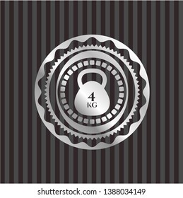 4kg kettlebell icon inside silver shiny badge