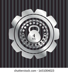 4kg kettlebell icon inside silver shiny emblem