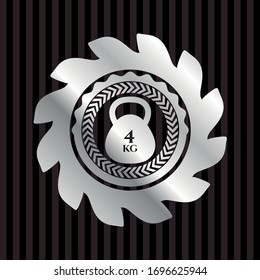 4kg kettlebell icon inside silver emblem