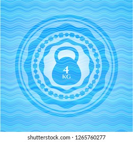 4kg kettlebell icon inside sky blue water badge.