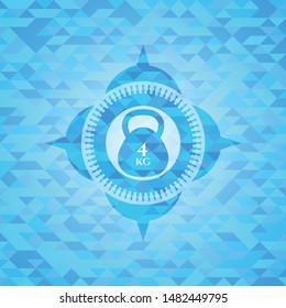 4kg kettlebell icon inside sky blue mosaic emblem