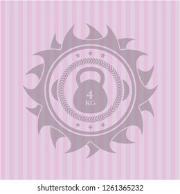 4kg kettlebell icon inside vintage pink emblem