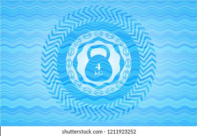 4kg kettlebell icon inside water emblem.