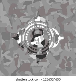 4kg kettlebell icon on grey camo texture