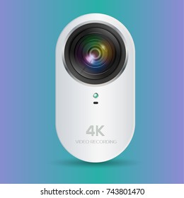 4K,HD Action camera lens. App icon vector illustration.