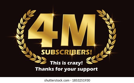 Diseño de fondo de la celebración de los suscriptores de 4M. 4 millones de suscriptores