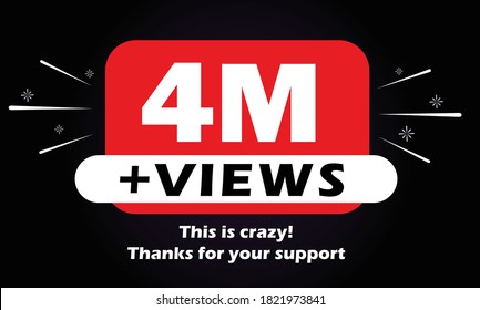 Diseño de fondo de la celebración de vistas 4M. 4 millones de visitas