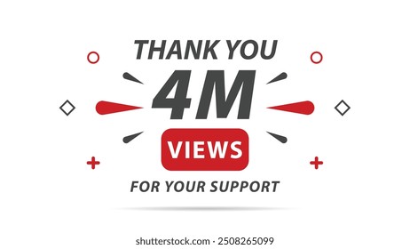 4M views celebration background design. 2 Million views.