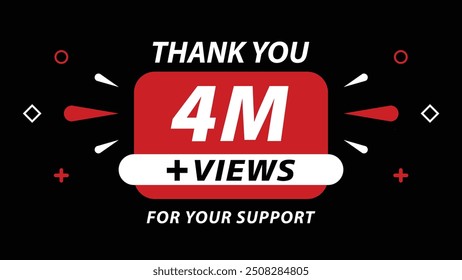 4M Views celebration background design. 4 million Views.