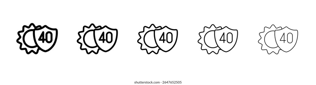 4o ícone de proteção do sol vetor delineamento fino sinal de estilo