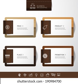 4P business wood texture illustration Infographic. Vector illustration can be used for workflow layout, diagram, number options, web design.