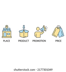 4P marketing mix model icons set . 4P marketing mix model pack symbol vector elements for infographic web